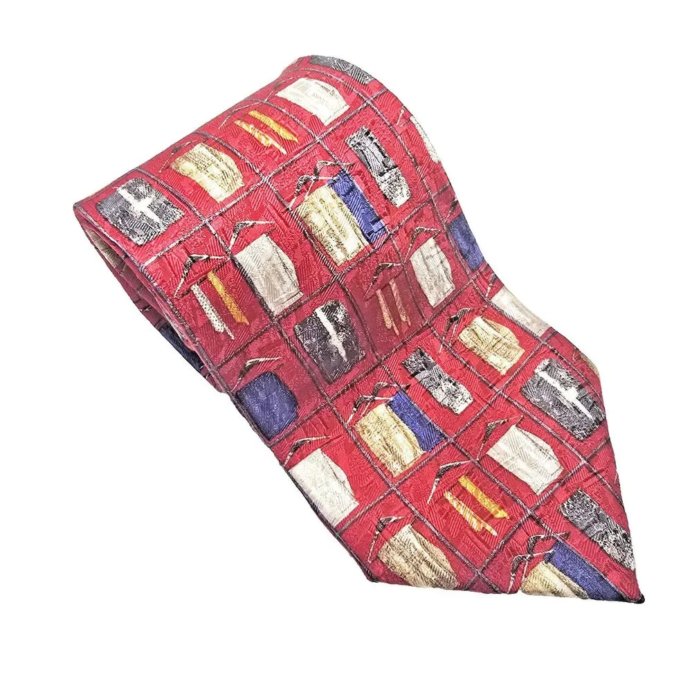 Ermenegildo Zegna 100% Silk Tie - Red Patterned Made in Italy 63